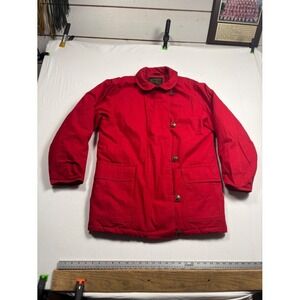 Vintage Eddie Bauer Women's Red Cotton Barn Jacket Coat Goose Down Large